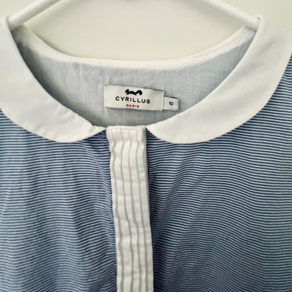 Girls Cyrillus Paris Blue and White Pin Striped Dress Size 10 - Picture 3 of 3